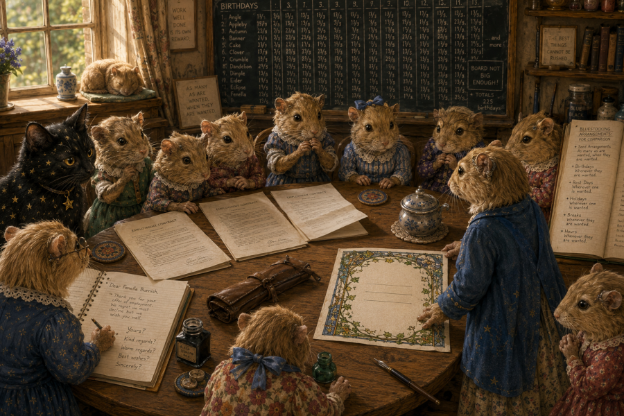 The Bluestocking Women's Pub, in which we wait excitedly for the next instalment of Gosie's adventures. Gosie, Glass and the Gerbils' Dilemma.