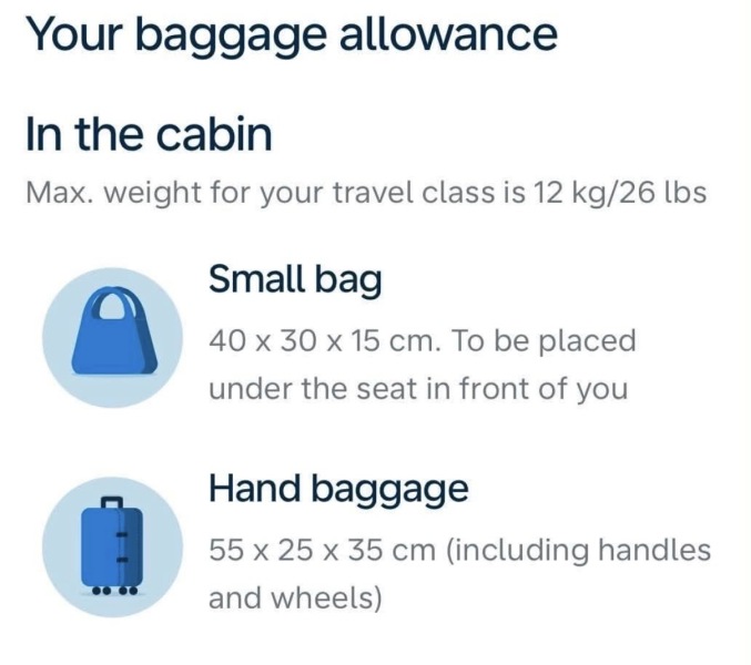 KLM hand luggage sizes just out