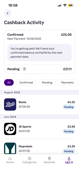 Rakuten cashback £25 welcome bonus