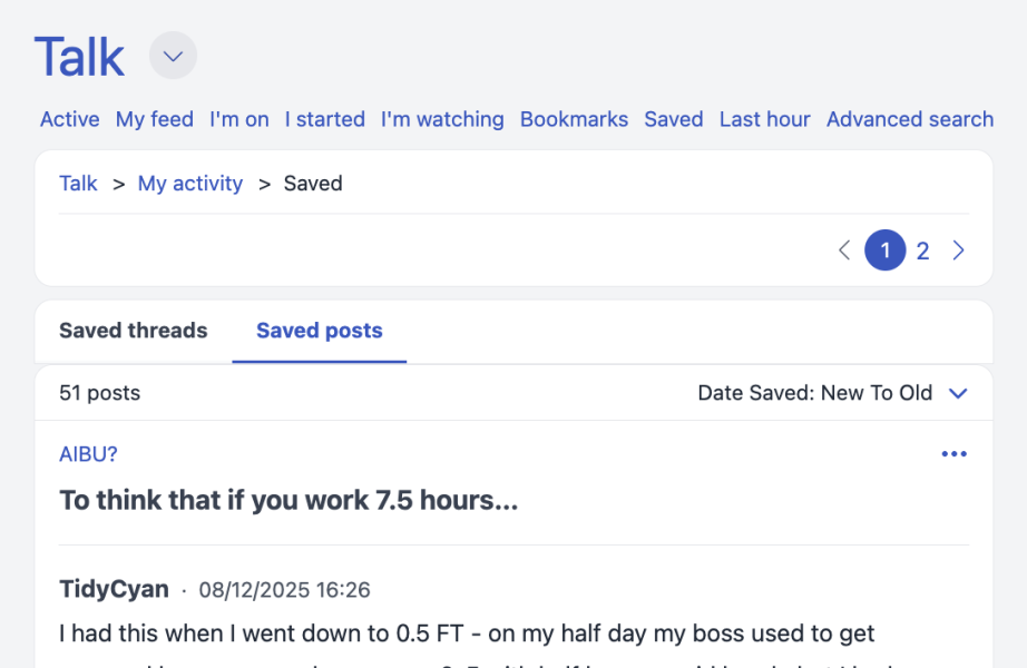 Can I view more than fifty saved posts on Mumsnet?