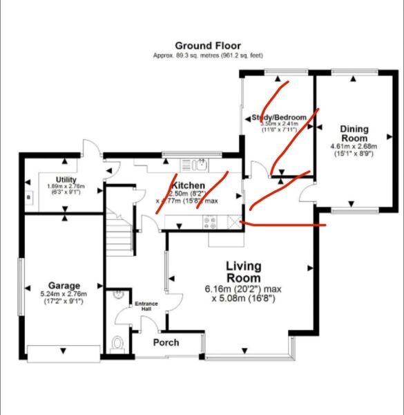 Could we create a kitchen diner here without extending?