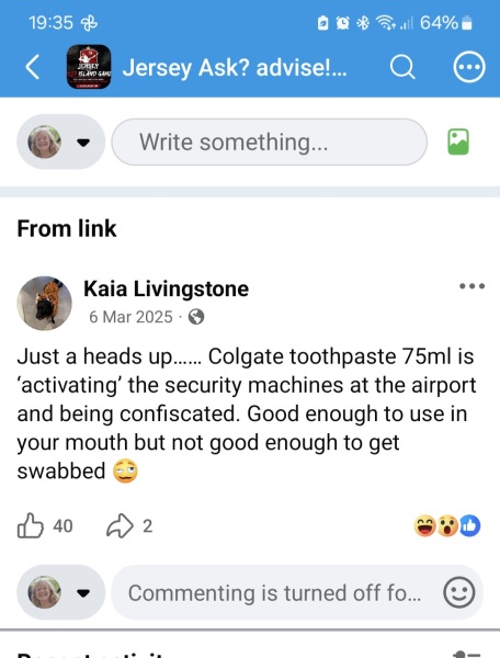 Colgate Total taken off me at airport security
