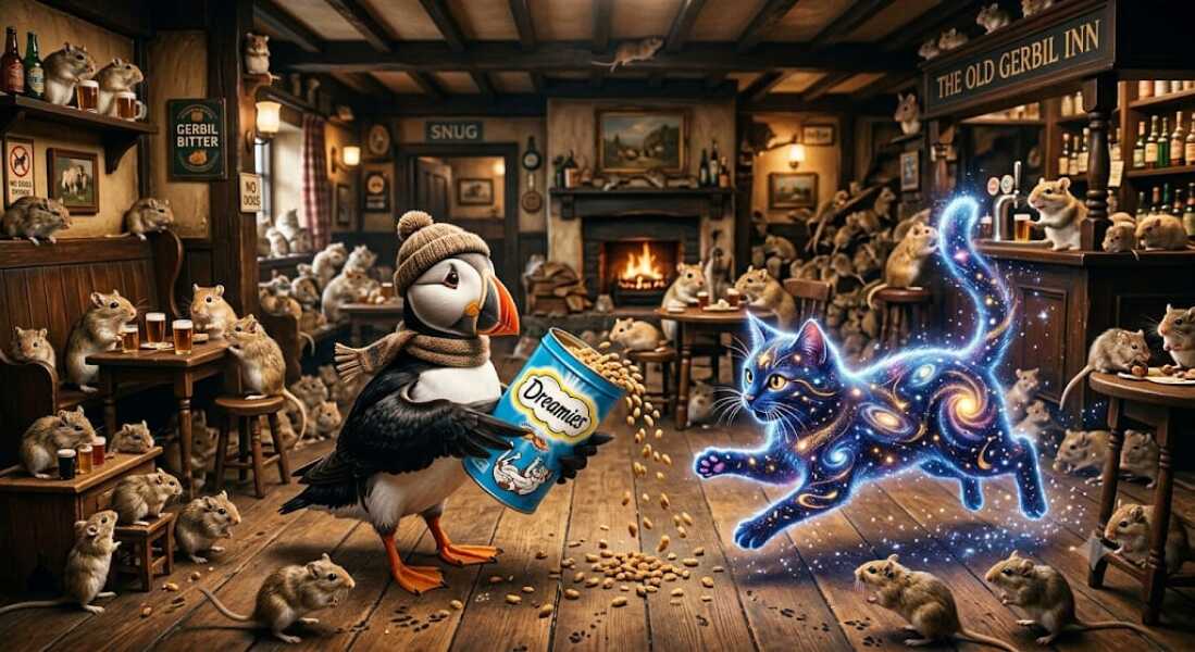 The Bluestocking Pub, where we continue to read about gerbils nobly and bravely working undercover in the Fen.