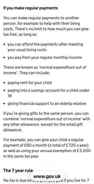 Is my mum allowed to pay for my weekly food shop?
