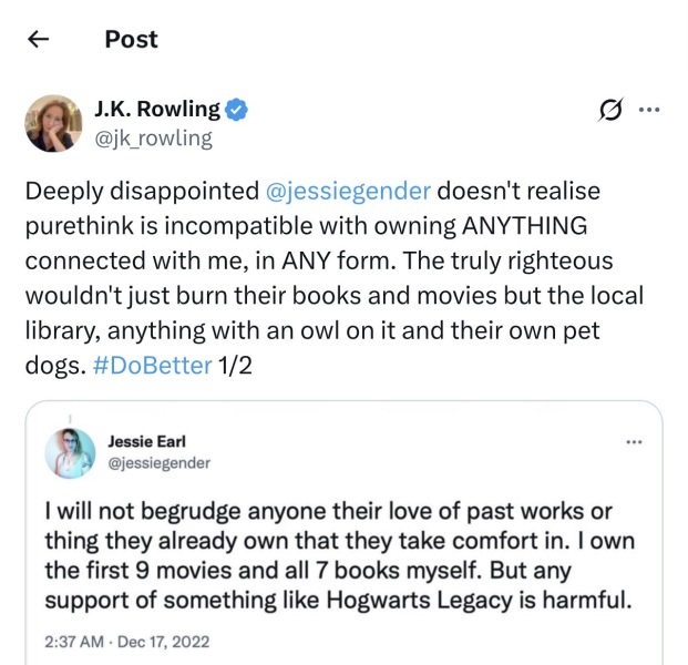 Why do some people view JK Rowling as transphobic?