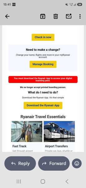 Ryanair not telling me check in is open