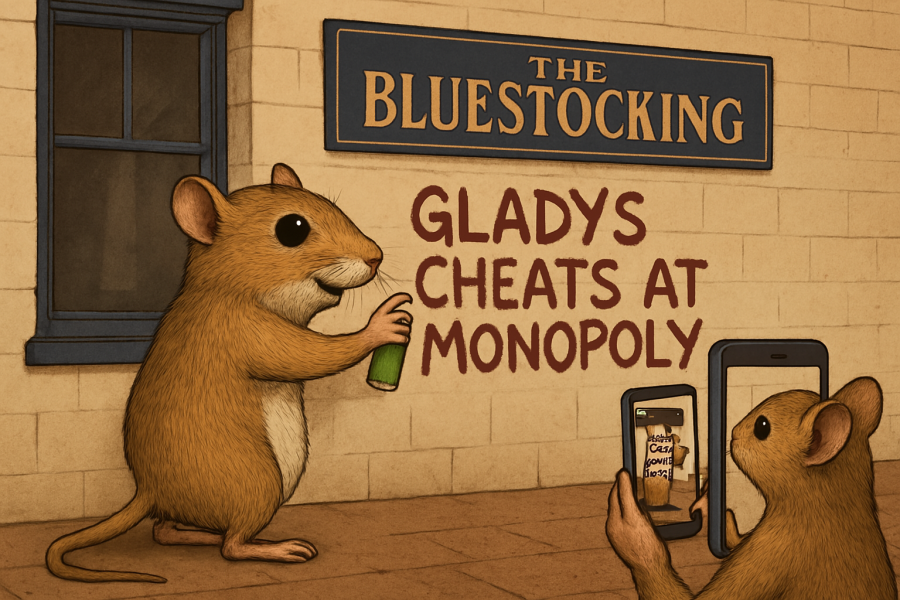 The Bluestocking Women's Pub, in which we wait excitedly for the next instalment of Gosie's adventures. Gosie, Glass and the Gerbils' Dilemma.