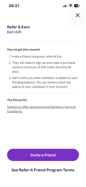 Rakuten £25 welcome bonus for cashback