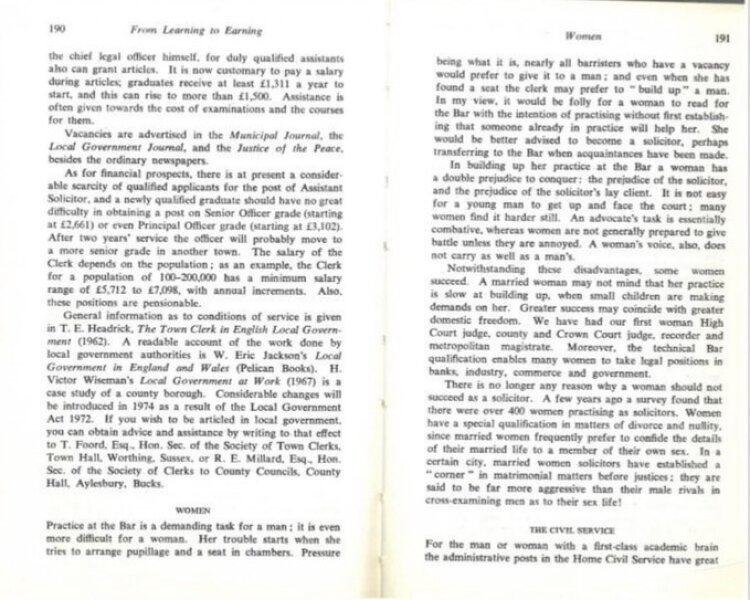 How times have changed - 1974 advice to women who were considering becoming a barrister.