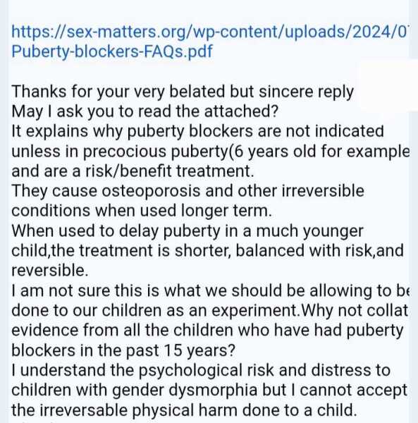 Reply from my MP after 10 months! about puberty blocker trial in London