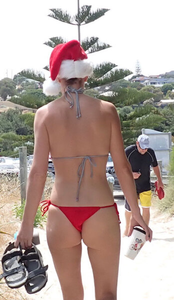 Butt on display at lunch in south of France