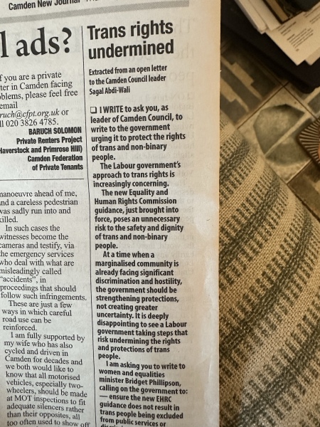Letter in my local paper, my response