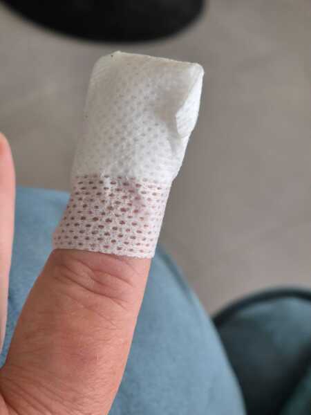 Sewn through finger