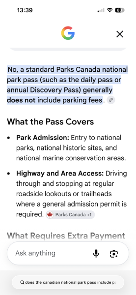Parking fees for visiting the Canadian Rockies national parks