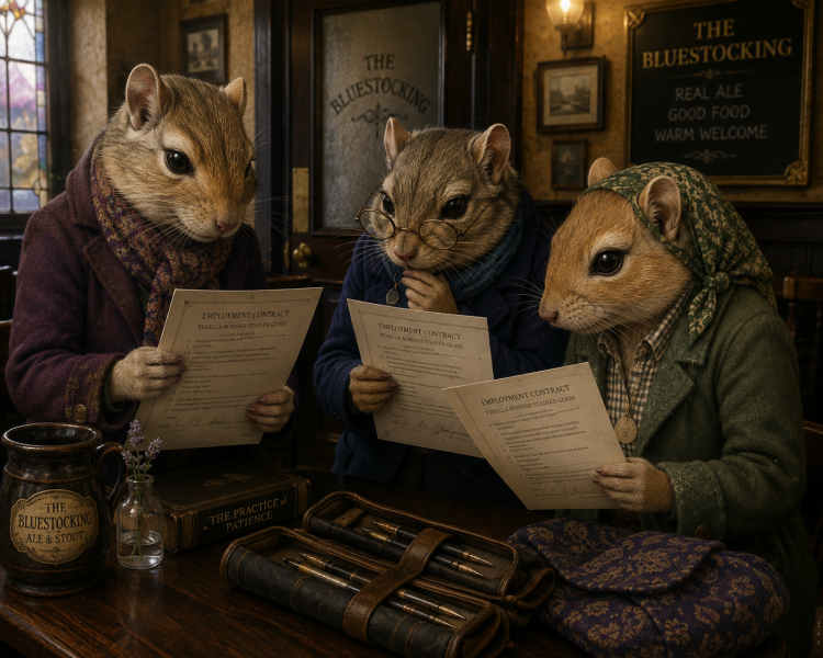 The Bluestocking Women's Pub, in which we wait excitedly for the next instalment of Gosie's adventures. Gosie, Glass and the Gerbils' Dilemma.