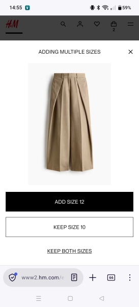 Is H&M now stopping customers ordering two sizes to compare?