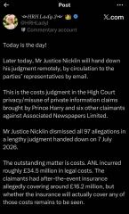 Harry might be liable for £48m Costs