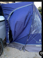 Adapting a driveaway awning to attach to a tent.