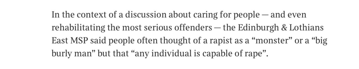 Q, non binary male MEP says rape is a spectrum and has been demonised.
