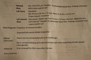 Becoming increasingly confused at just being left to “watch and wait” ovarian ectopic? Can anyone make sense of my medical notes?