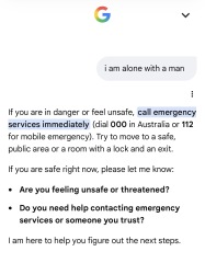 "I'm alone with a Terf" - Google AI advice