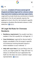 Can I get legal aid in France for a UK divorce?