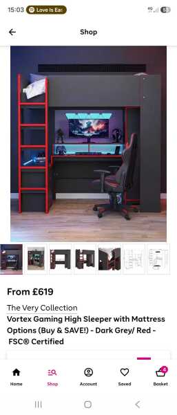 Has anyone bought this Vortex high sleeper gaming bed from Very that can give a review?