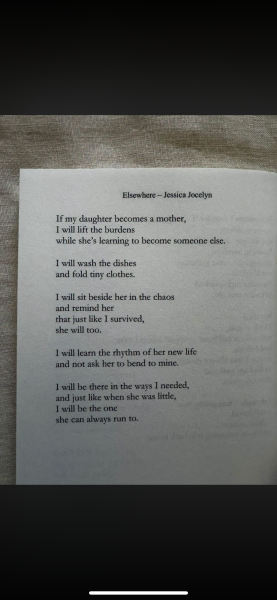 I just saw this poem-I will do this as a mother, but mine didn't, did yours?