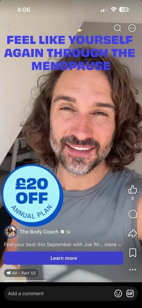 AIBU to feel irritated by Joe Wicks' menopause fitness adverts?