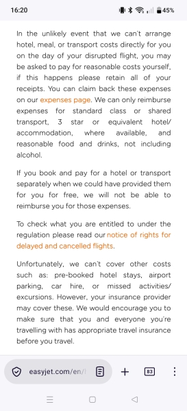 Apparently £63 is unreasonable to spend after a cancelled flight!