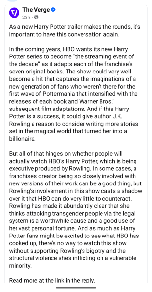 Is every article about Harry Potter going to mention JKR's "controversial" views?