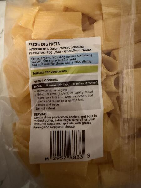 To reheat fresh egg pasta?!