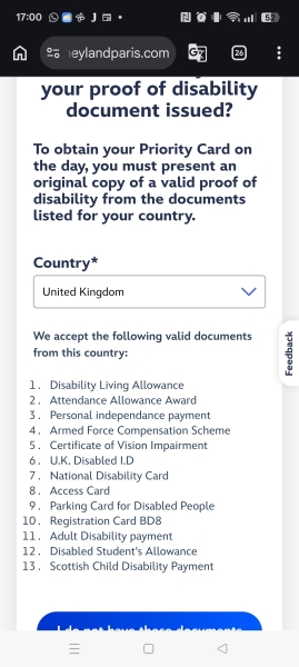 Access card for disabilities - dyslexia