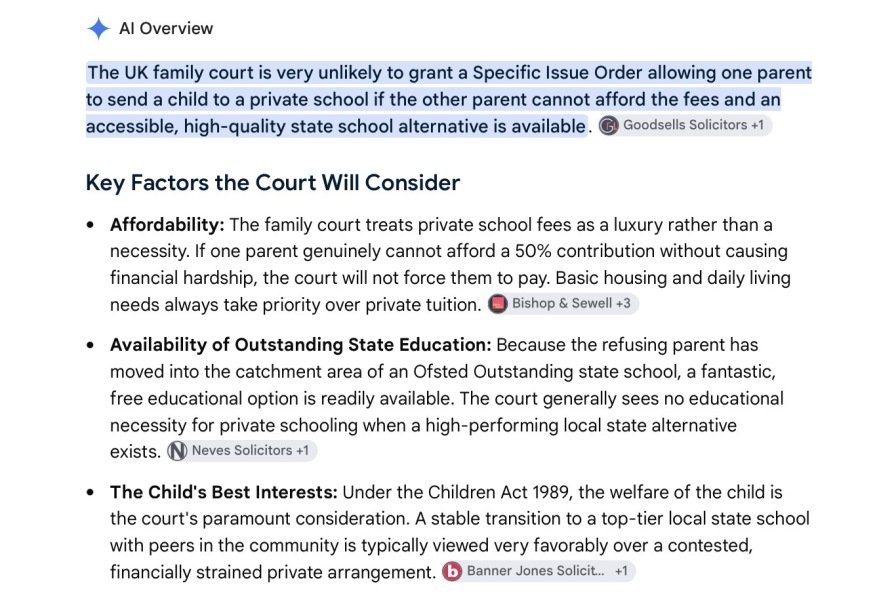 To ask for advice re private school dispute