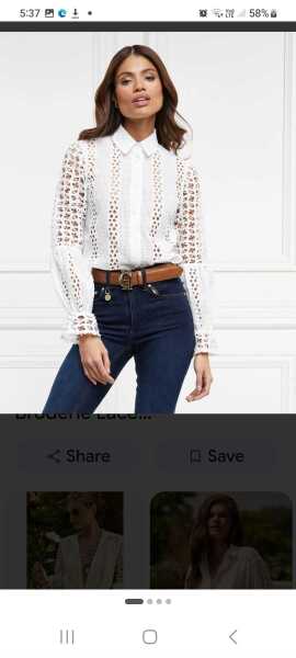 Where can I find an ivory broderie anglaise blouse for jeans?