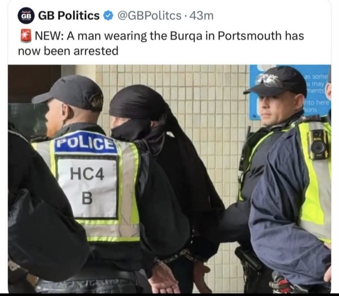 Man arrested for self identifying as a converted muslim woman.