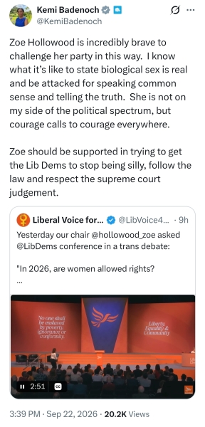 Lib Dem conference big vote on supporting women's rights tomorrow
