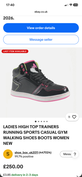 Why would refunded trainers still be listed online at a much higher price