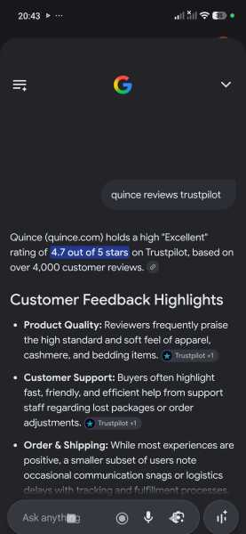 Adverts for Quince clothing