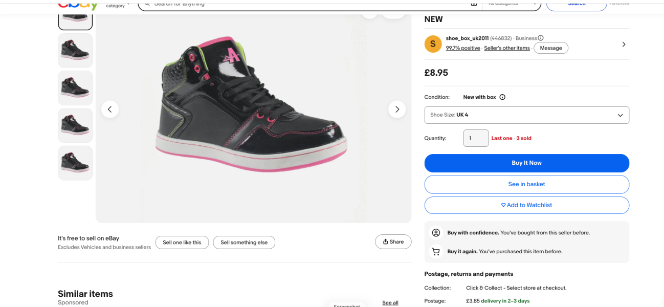 Why would refunded trainers still be listed online at a much higher price