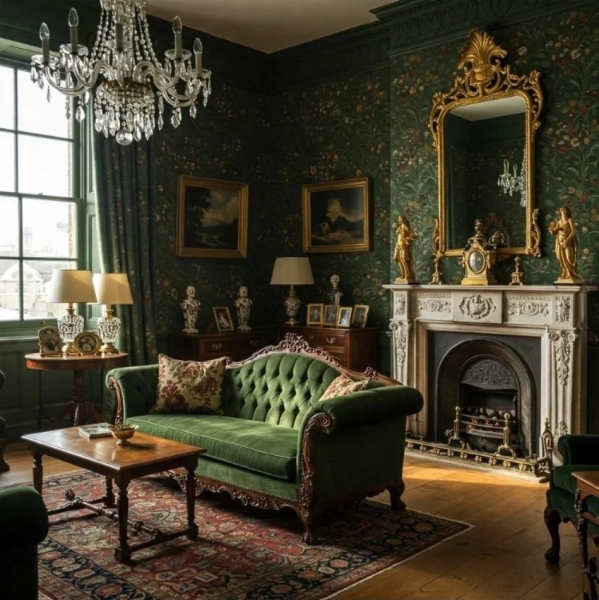 Cream or coloured walls with a Chesterfield for Victorian style living room?