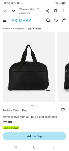 Primark cabin bag with wheels