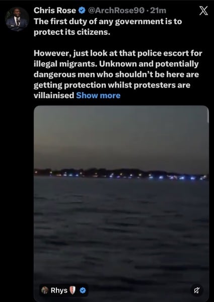 Small boat arrivals at Gosport tonight - huge police motorcade