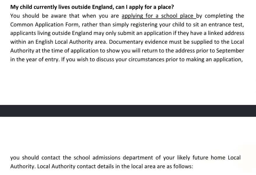 Applying to grammar schools from overseas as British citizen