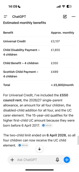 Whole families on UC, PIP, DLA and carers' allowance for each other?
