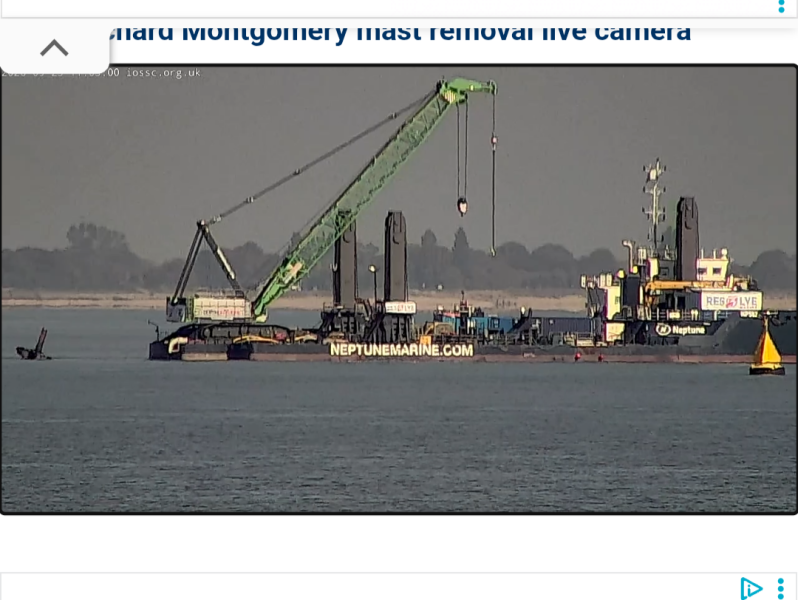 For anyone interested in the removal of the masts from the SS Richard Montgomery in the Thames, it’s happening now!