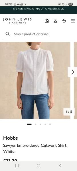 Where can I find an ivory broderie anglaise blouse for jeans?