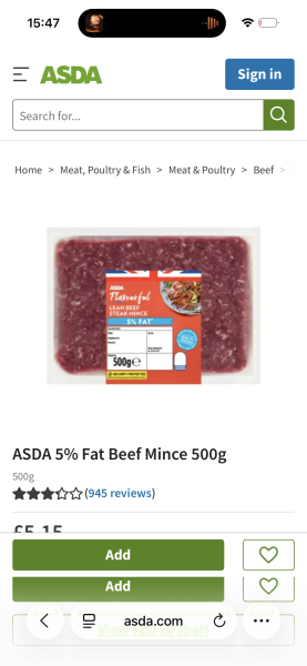 Does Asda vacuum packed mince usually contain an absorbent pad?