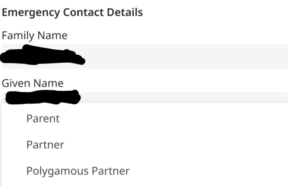 ‘Polygamous partner’ as a contact option