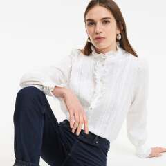 White Linen or cotton plain blouse waist length blouse - importantly not a shirt